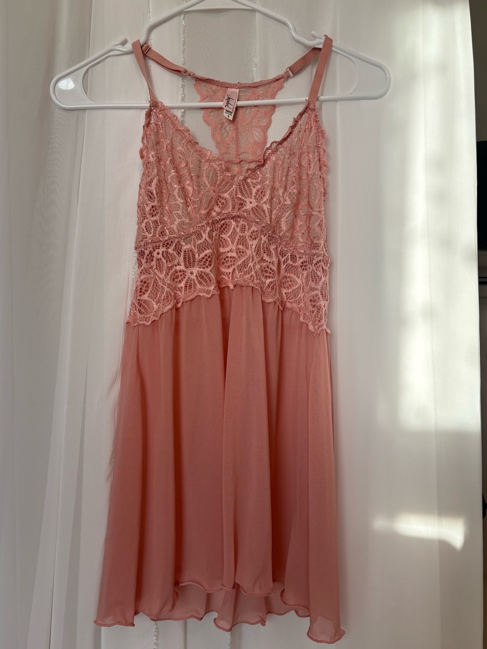 Lace Bodice Chiffon Chemise in Dusty Rose